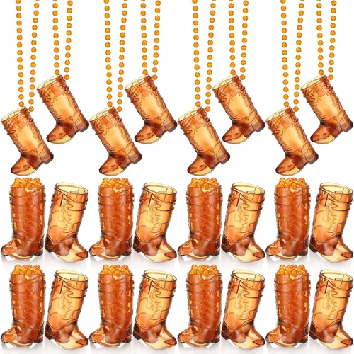 Vista 11 de Sieral 12 Piezas de Vasos de Chupito de Bota en Collar con Cuentas, Collar de Vaso de Chupito de Vaquera de Plástico, Collar de Vaso de Chupito
