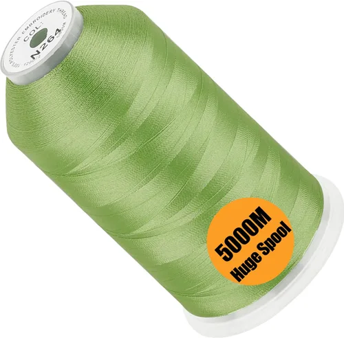 Vista 113 de New brothread - Bobina única de 5000 m de hilo de poliéster para máquina de bordar de 40WT para máquinas comerciales y domésticas - Verde opalino