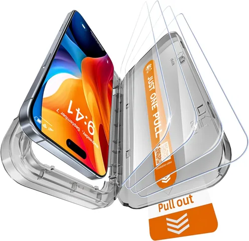 Vista 12 de X-it Paquete de 4 protectores de pantalla HD para iPhone 15 Pro, [grado militar inastillable], vidrio templado 9H+