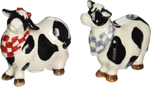 Barn Yard - Juego de sal y pimienta de vaca, 3-1/4 pulgadas, 3-1/2 pulgadas