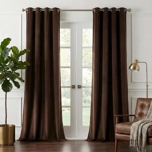 Vista 42 de NICETOWN Cortinas de terciopelo beige 100% opacas de 84 pulgadas de largo, 52 pulgadas de ancho, 2 paneles para dormitorio y sala de estar, cortinas