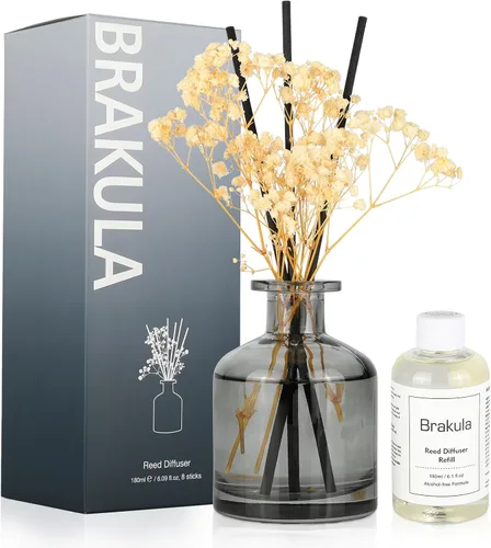 Vista 8 de Brakula Paquete de 2 difusores de junco, bambú + eucalipto lavanda (3.38 onzas líquidas cada paquete), fragancia para el hogar con 12 varillas