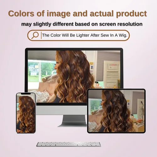 Vista 8 de ALHER Cierre de Encaje 4x4 Body Wave Rubio Miel con Mechas Marrones Ombré 4/27 Coloreado Cierre 4x4 Ondulado Raya Libre Melt 10 Pulgadas 12A