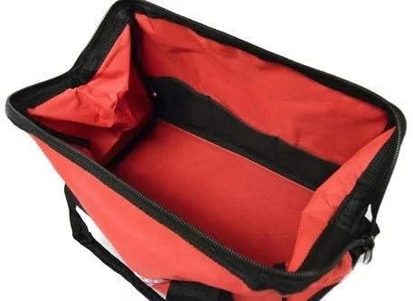 Vista 2 de Milwaukee Bolsa de herramientas de lona resistente de 17 pulgadas con 6 bolsillos interiores, parte inferior reforzada y anillo de correa