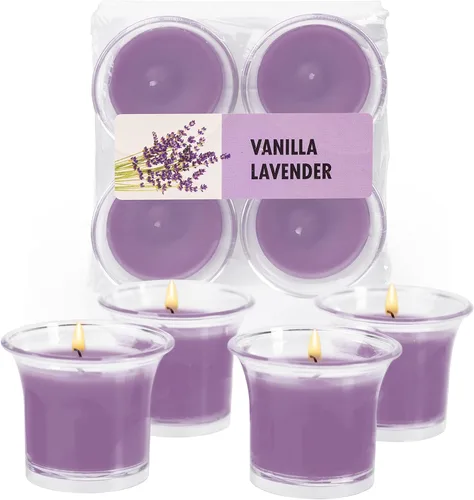 Vista 11 de HYOOLA Clear Cup Velas votivas perfumadas – Citronela – 12 horas de tiempo de combustión – Paquete de 4 – Fabricado en Europa