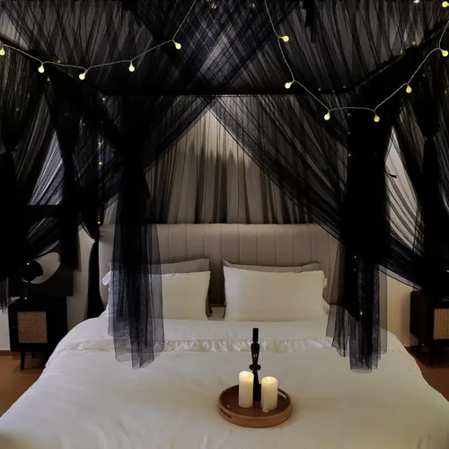 Vista 2 de Cortinas de cama con dosel – Cortinas de 4 esquinas para niñas y adultos, cama de princesa, mosquitera, accesorios de decoración de dormitorio