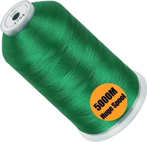 Vista 125 de New brothread - Bobina única de 5000 m de hilo de poliéster para máquina de bordar de 40WT para máquinas comerciales y domésticas - Verde opalino