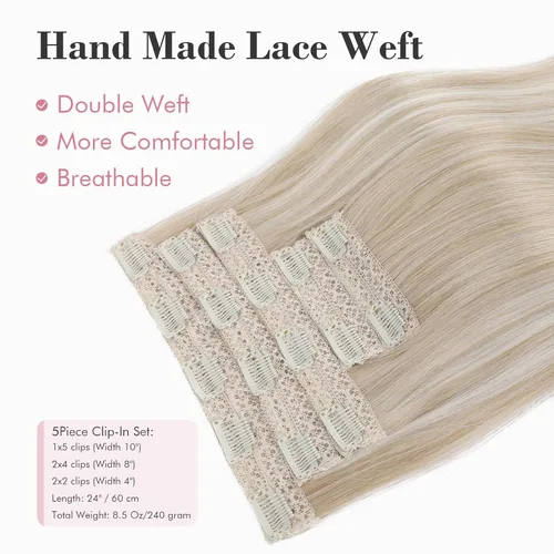 Vista 2 de REECHO Extensiones de cabello con pinzas, extensiones de cabello grueso y largo, extensiones de cabello sintético ligero para mujer, 24 pulgadas a