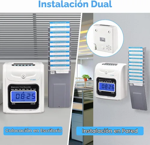 Vista 4 de Yescom Asistencia Punch Time Clock Bundle Employee Payroll Recorder LCD