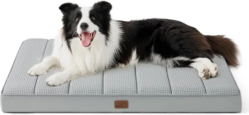 Vista 58 de Bedsure - Cama grande para perros para jaula - Camas planas y cómodas para mascotas con funda extraíble y lavable, alfombrilla ortopédica de espuma