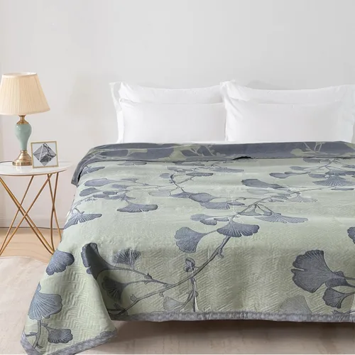 Vista 8 de Juego de edredón con hojas de ginkgo de algodón azul y naranja, reversible, tamaño king, colcha de cama para todas las estaciones, ligera