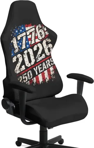 250th Anniversary USA Gaming Chair Covers 4 Pcs Comfortable Ergonomic Office Chair Cover Polyester Swivel Armchair Slipcovers Gamer Room Decor with
