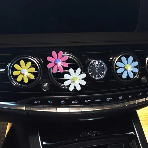 Vista 5 de 4 pinzas para automóvil con diseño de margaritas, ambientadores de aire para automóvil, clips de ventilación, accesorios de ventilación