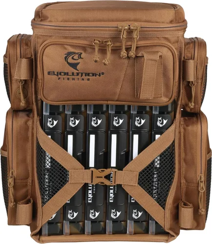 Vista 12 de Mochila para aparejos de pesca Evolution Drift Series, mochila de camping con 6 bandejas para aparejos de pesca, resistente