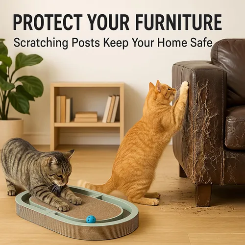 Vista 6 de Almohadilla plegable extra larga de 26 pulgadas con bolas de persecución, cartón interactivo de doble cara, rascador para gatos, tabla de rascar