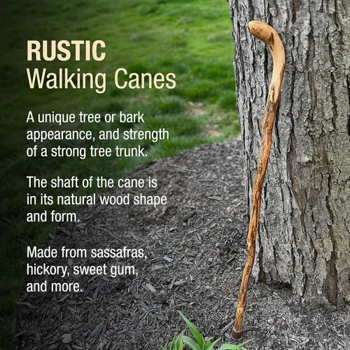 Vista 6 de Brazos Wooden Walking Canes for Men and Women, Stable Walking Sticks for Seniors, Made in The USA