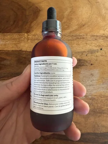 Vista 3 de kril Suplemento de salud de aceite de krill antártico para perros y gatos, líquido de 4 onzas con QRILLPet ASTA Omega Plus, fórmula de alta