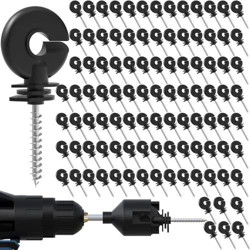 Vista 12 de NQN 30 Piezas Aisladores Negros para Cerca Eléctrica, Aislador de Rosca, Poste de Anillo para Cerca, Aislador para Poste de Madera y 1 Pieza