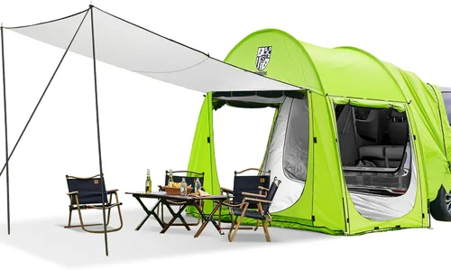 Tienda de campaña universal para SUV con amplio toldo, tienda de campaña impermeable de 157.480 in, capacidad para dormir hasta 4 personas,