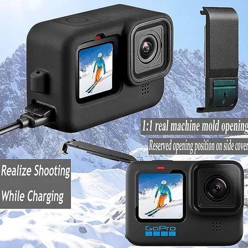 Vista 5 de PCTC Hero 12 Funda protectora de silicona + 6 protectores de pantalla de vidrio templado para Hero 12/11/10/9, kit de accesorios para GoPro Hero