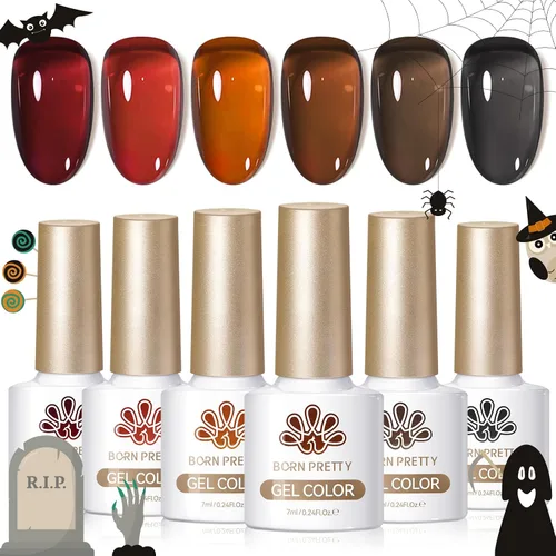 Vista 13 de BORN PRETTY Esmalte de gel otoño invierno marrón chocolate caramelo burdeos Marrón Autum