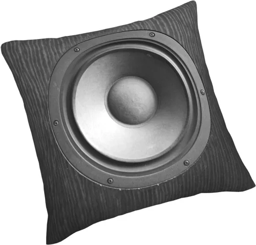 Vista 3 de Juego de 2 fundas de almohada con patrón de altavoces de 18 x 18 pulgadas, fundas de almohada cuadradas con sonido de música y bajos negros