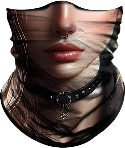 Vista 22 de Obacle Máscara facial de calavera para mujer, protección contra el polvo, viento, sol, rave, festival, equitación