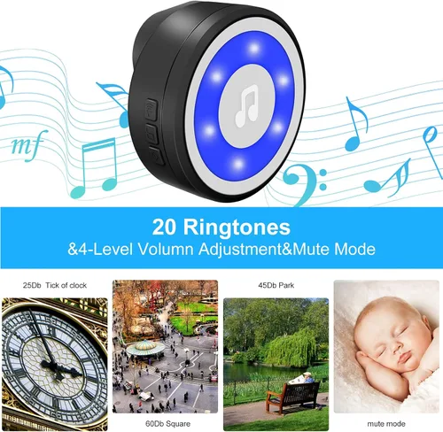 Vista 4 de MYPIN Timbre inalámbrico para perro, campanas de perro para entrenamiento de orinal IP65, impermeable, botón táctil, timbre de 1000 pies de largo