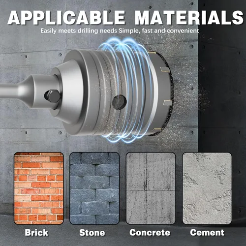 Vista 5 de Sierra de agujero para hormigón de 1-3/8", sierra de agujero para mampostería de 35 mm, con varilla de conexión SDS Plus de 110 mm para perforación