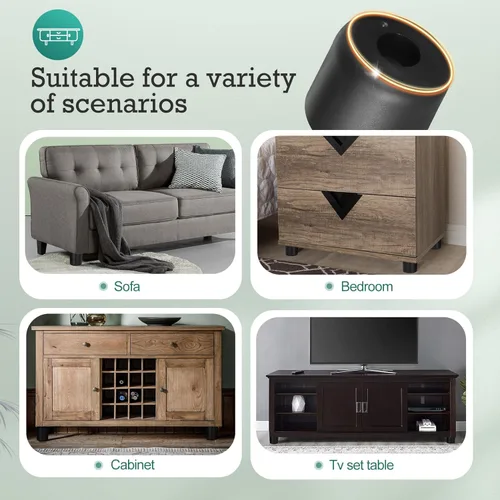 Vista 7 de 4 patas de plástico para muebles de 1-1/2 pulgadas, patas de sofá negras, patas redondas para muebles, patas de repuesto para sofá con tuercas