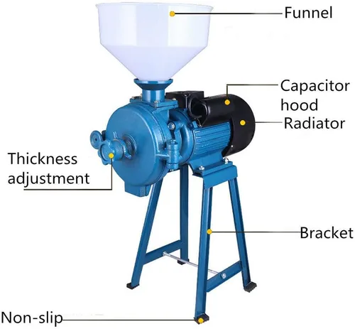 Vista 3 de Grain Grinder Electric Grain Mill Grinder Corn Grinder Feed/Flour Mill Cereals Grain Corn Wheat Mill with Funnel 110V 1500W