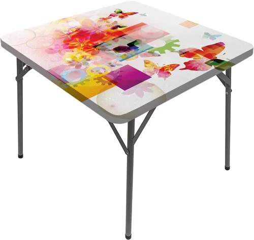 Vista 21 de Manteles abstractos, inspirados en el océano, líneas onduladas dibujadas a mano y funda elástica para mesa, cuadrado, se adapta a mesas de 24 x 24