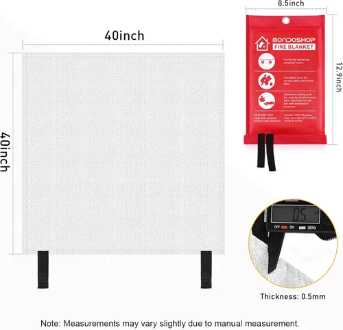 Vista 4 de Mondoshop Manta Ignífuga de Silicona para el Hogar - 40"x40" Mantas de Emergencia contra Incendios para Cocina, Mantas Ignífugas para Automóvil