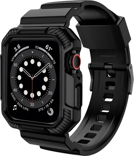 Vista 11 de OROBAY Correa resistente compatible con Apple Watch Band de 1.614 pulgadas, 1.575 pulgadas, 1.496 pulgadas con funda, correa a prueba de golpes