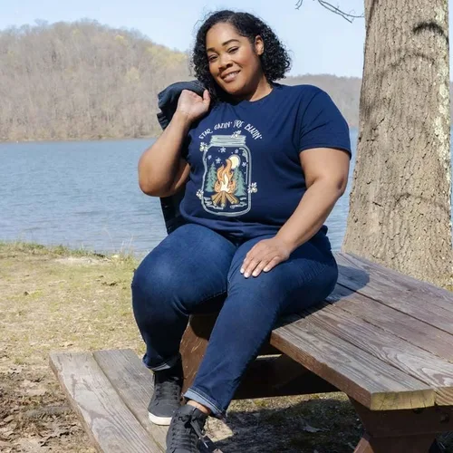 Vista 3 de B Wear Sportswear Camp Mason Jar Linda camisa de camping Star Gazing Fire Blazing para mujer