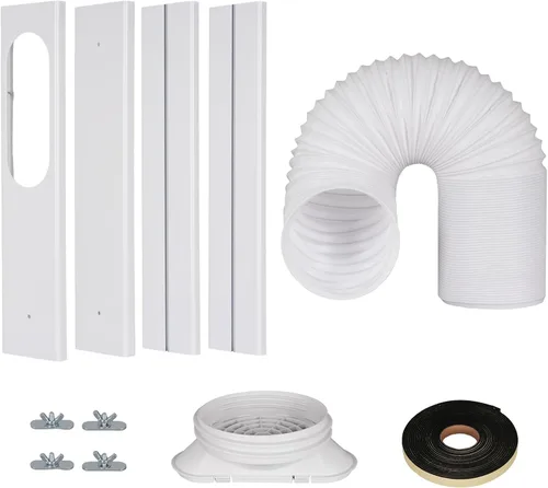 LuckIn Kit de aire acondicionado portátil con manguera y paneles, kit de sellado de ventana ajustable con manguera de 5.9 pulgadas de diámetro y 59