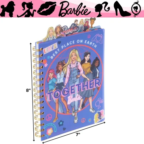 Vista 5 de Barbie - Cuaderno de pestañas encuadernado en espiral, 96 páginas rayadas, 8 x 7 pulgadas, morado