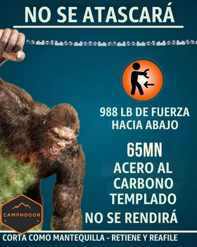 Vista 3 de Motosierra de bolsillo Survival Gear and Supplies - Sierra de cadena de mano Paracord verde Asas de Paracord verdes