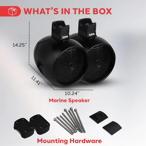 Vista 7 de Pyle - Altavoz marino de Wakeboard impermeable de 8 pulgadas, sistema de altavoces de una sola caja de 2 vías con luces LED integradas, woofer de 8