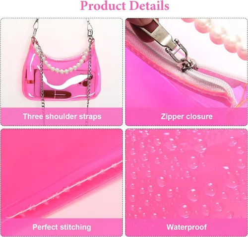 Vista 4 de Heliltd Clear Purse for Stadium Events 7x2.8x6 inch Clear Bag Stadium Approved Bag 3 Strap Stadium Approved Bags for Concerts
