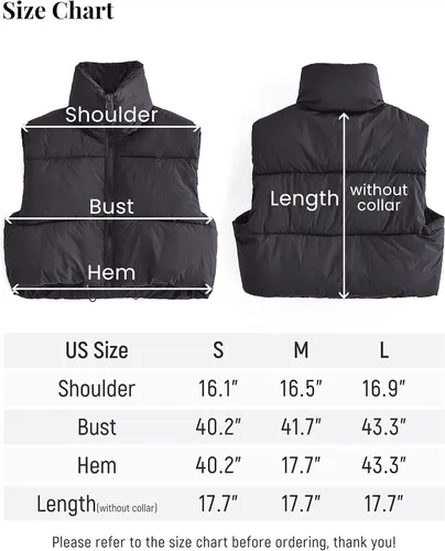 Vista 6 de Zhiyouni Chaleco acolchado corto para mujer, ligero, sin mangas, cuello alto, chaleco acolchado corto