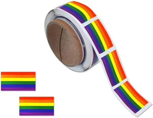 Vista 8 de Pegatinas de bandera bisexual para el mes del orgullo - Venta al por mayor Bi-Pride en un rollo (2 rollos - 500 calcomanías)
