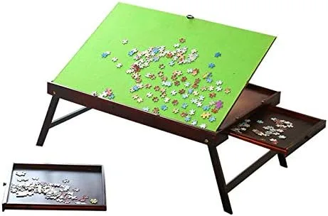 Vista 4 de Vasitelan Mesa de rompecabezas, mesas de rompecabezas de madera para adultos, portátil, grande con 2 cajones deslizantes y tabla inclinable, tablero