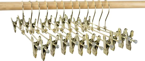 Vista 3 de Paquete de 30 perchas de metal dorado de 13.7 pulgadas con gancho giratorio