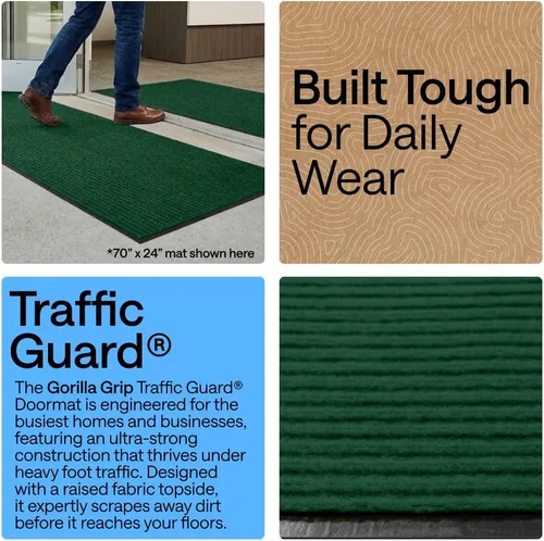 Vista 47 de Gorilla Grip - Tapete afelpado original de goma con perfil bajo, resistente, duradero, impermeable y fácil de limpiar para interior y exterior Marrón