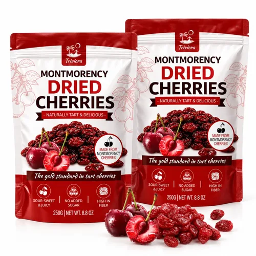 Cerezas ácidas liofilizadas de Montmorency premium, cereza agria seca, 2 Cerezas liofilizadas listas para comer para aperitivos, yogur, avena 2