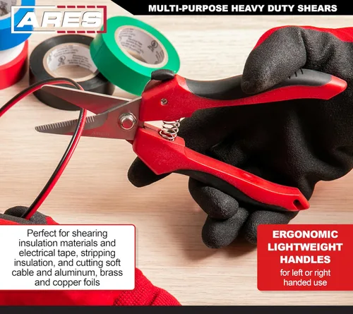Vista 2 de ARES 32005-7 Tijeras multiusos de 1/2 pulgadas, cuchillas de acero inoxidable de alto carbono finamente dentadas, corta alambre, aislamiento, cable