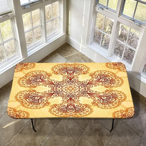 Vista 19 de Mantel ajustable elástico de granja, 24 x 36 pulgadas, mantel rectangular para mesa plegable de 3 pies, estampado de árboles de pinos de invierno