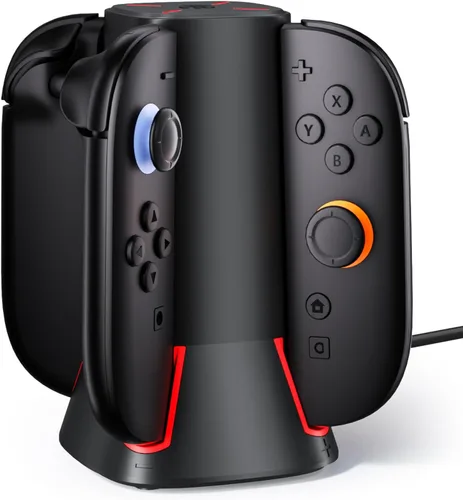 Charging Dock Compatible with Switch 2 Joy-Cons Controllers - 4-Port Charger Station with LED Indicators - Fast Charging Compatible for Nintedos