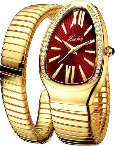 Vista 11 de MASTOP Reloj de cara de serpiente para mujer, con forma de serpiente, relojes para mujer, relojes impermeables de acero delicado para mujer, relojes